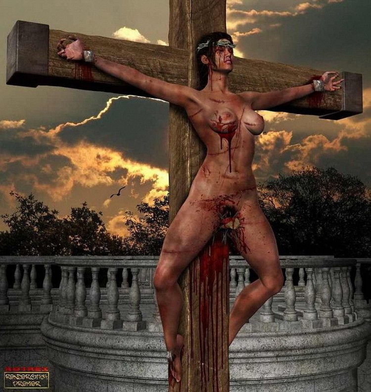 BDSM Crucified in the entrance