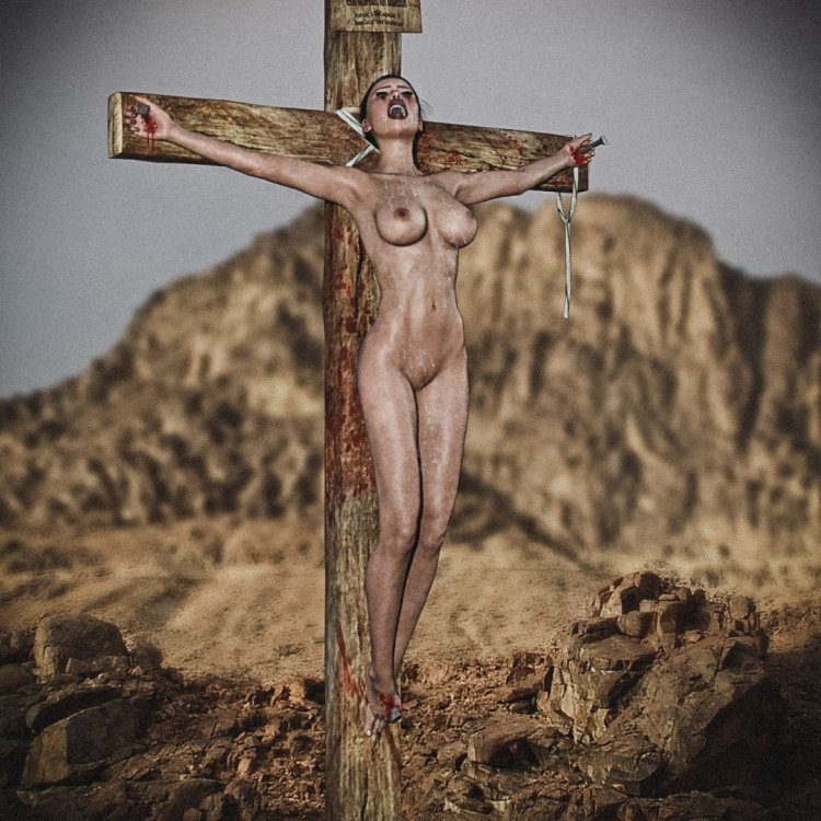 Nude Crucifixion Crucified Women Retro
