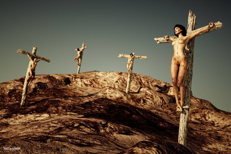 BDSM Crucifixion in nature
