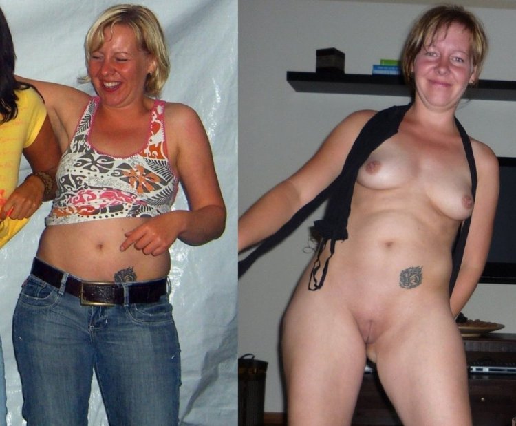 Dressed and undressed mature couple
