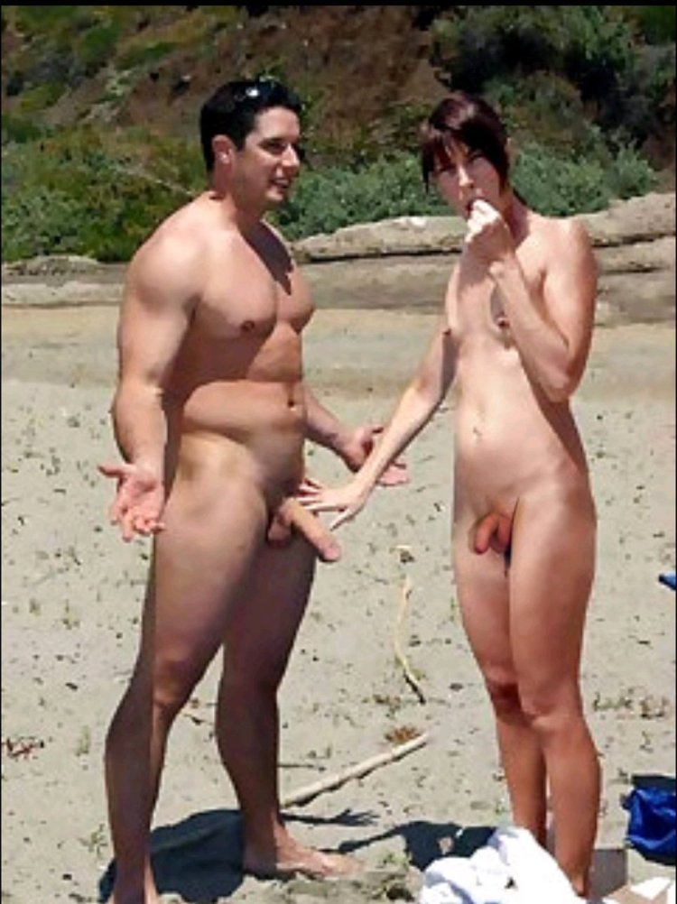 Naked men and women on the beach