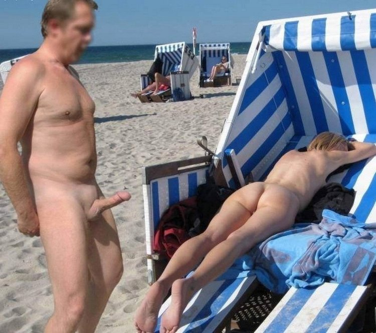 Erection on a nudist beach