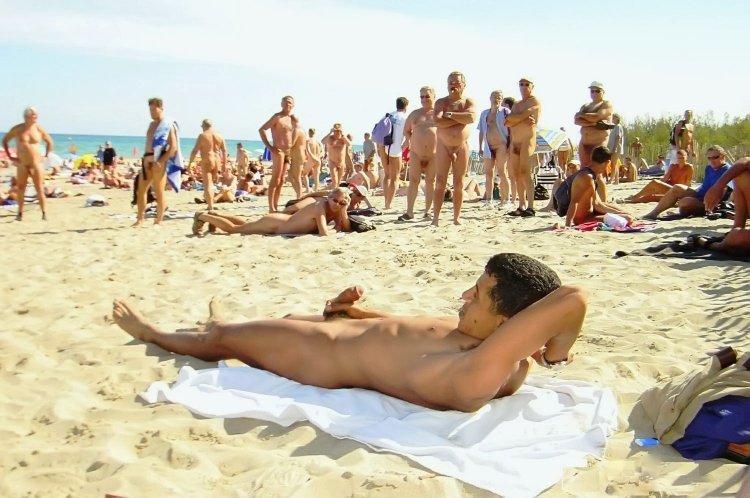 Naked guys on a nudic beach