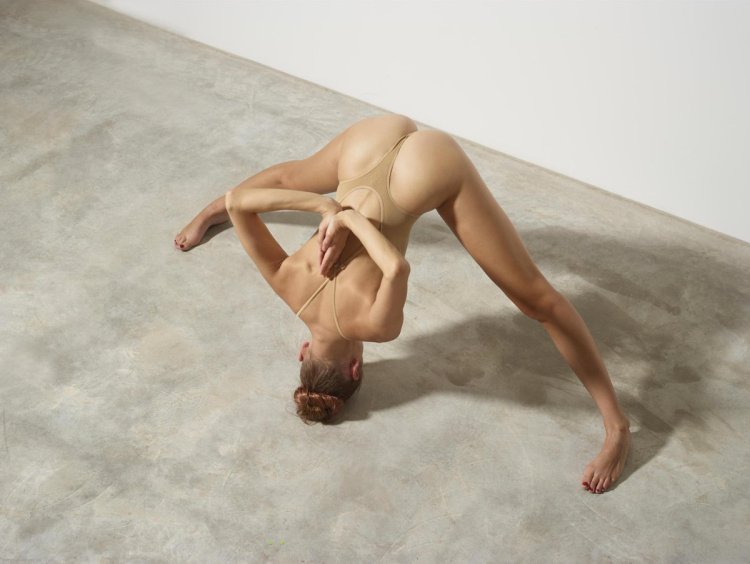 Naked slender gymnasts
