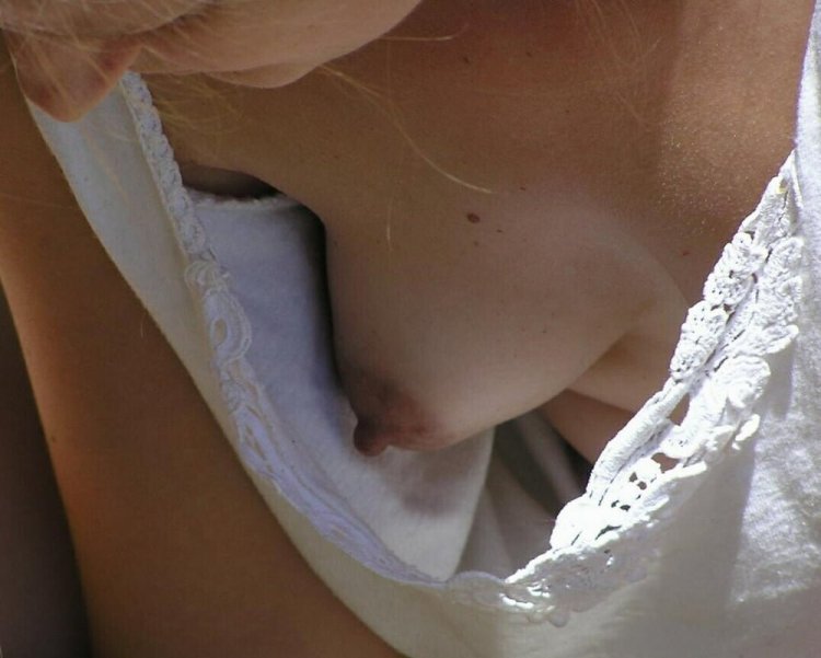 Naked chest under a blouse