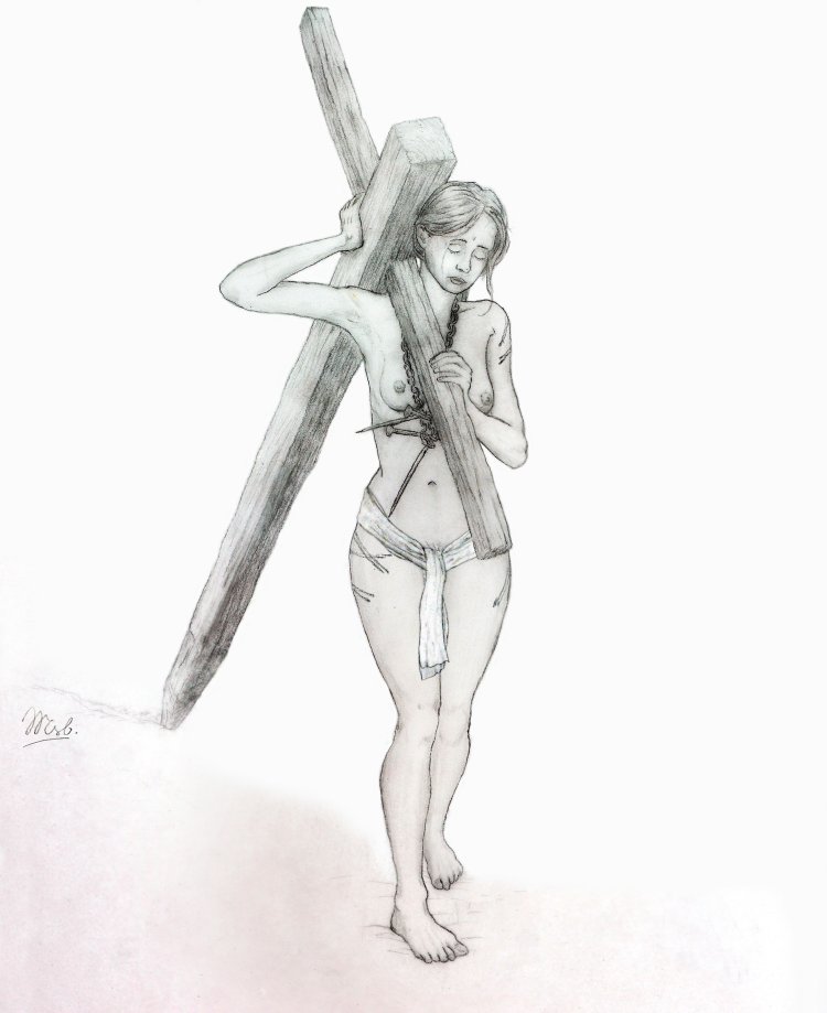 Nude Crucifixion Crucified Women Retro