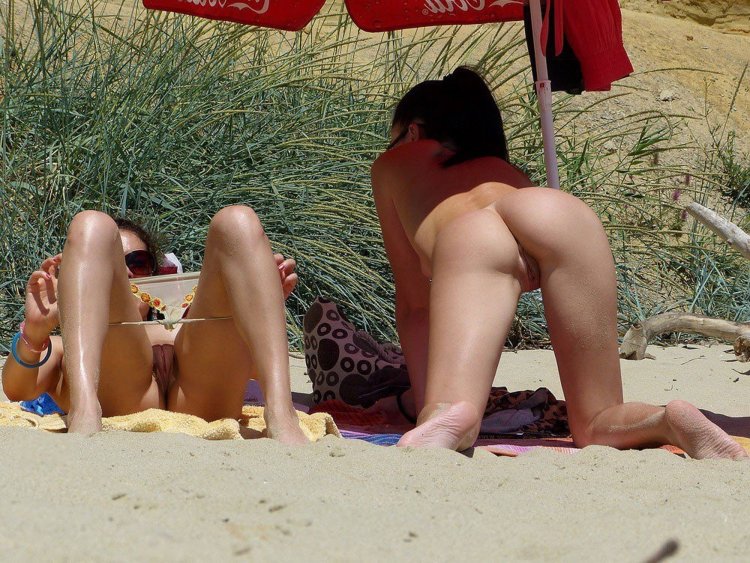 Dresses panties on the beach