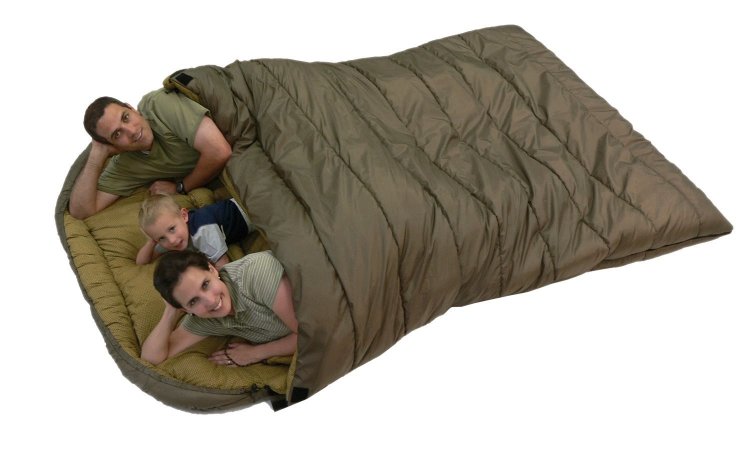 Sleeping bag photo with a person