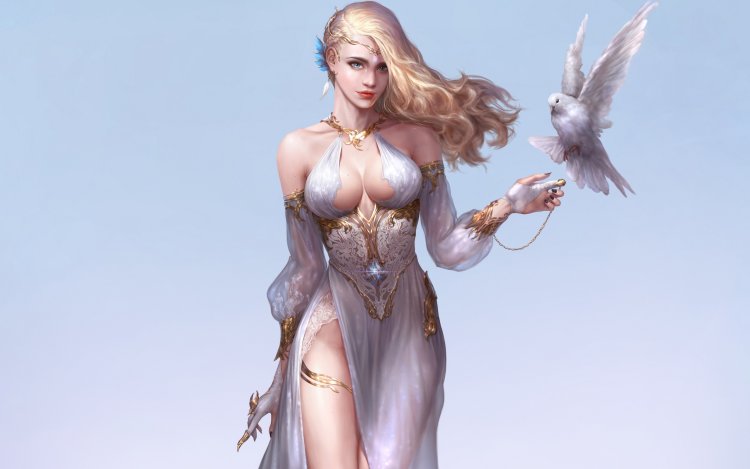 Girl's fantasy with big breasts