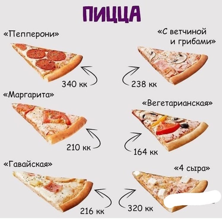 Pizza calorie content per 100 grams