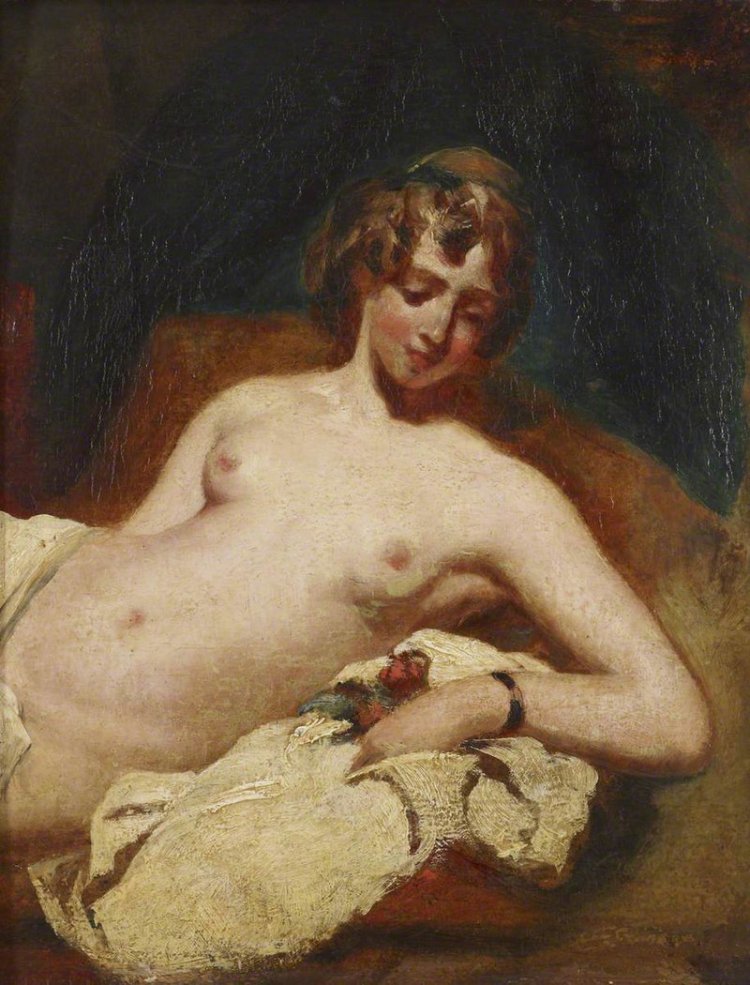 Naked women in bed reproductions