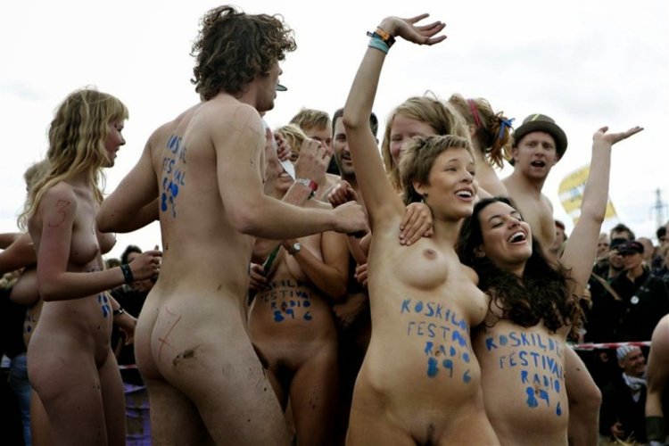 Naked at the music festival