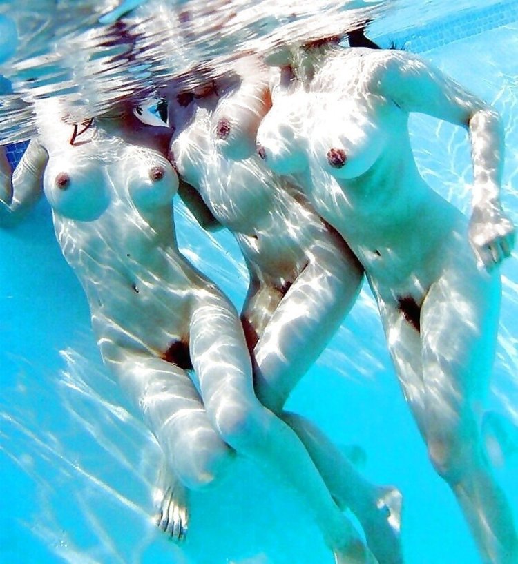 Naked girls in the pool