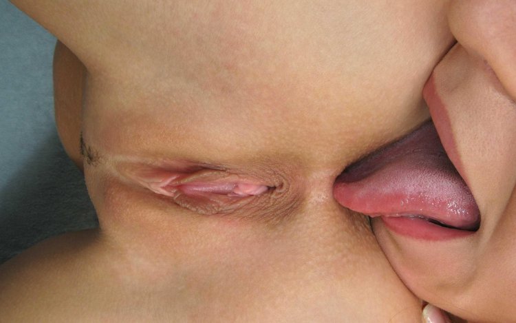 Licking anus close-up