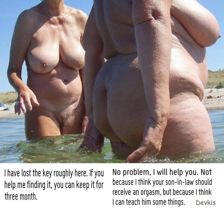 Old women nudist on the beach