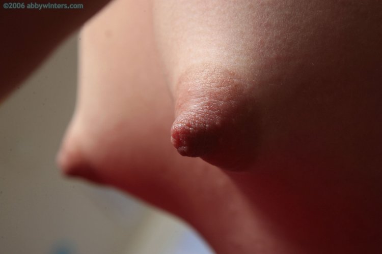 Excited nipples close-up