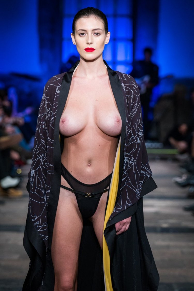 Models show podium naked
