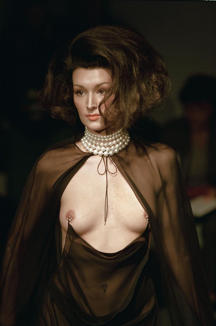 Models on the catwalk with big tits
