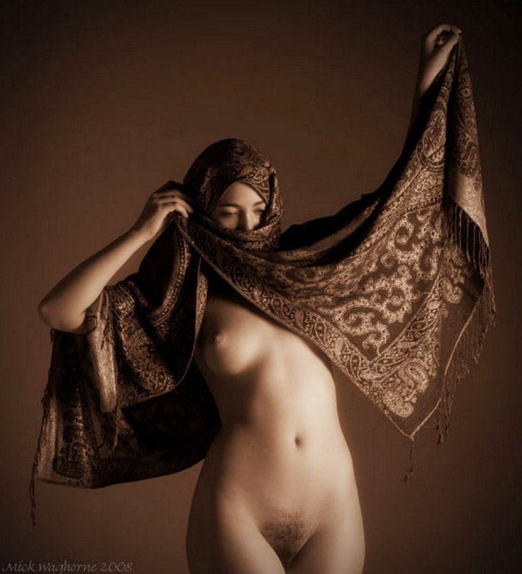 Naked woman in a burden