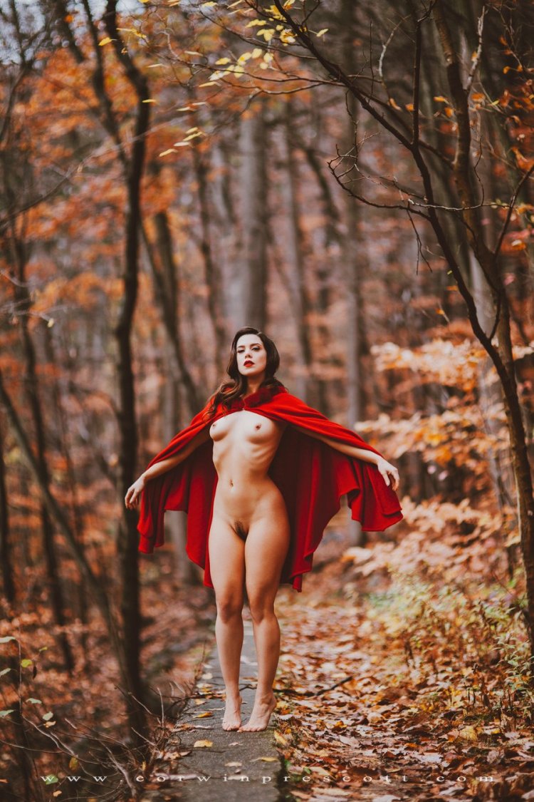 Naked women in the autumn forest