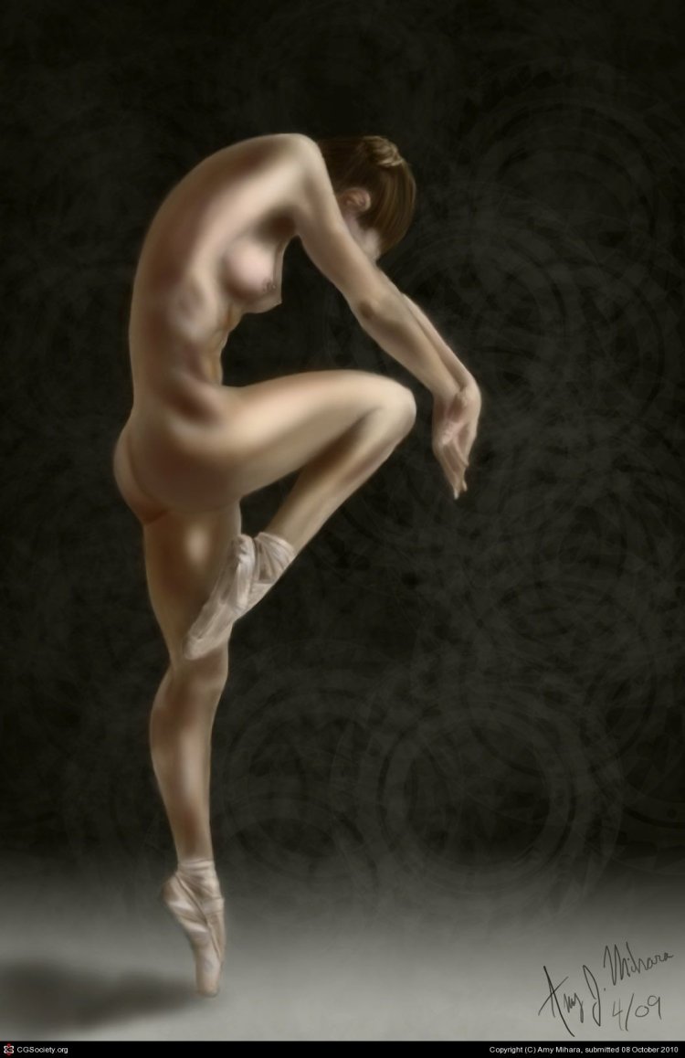 The sculpture is naked ballerina