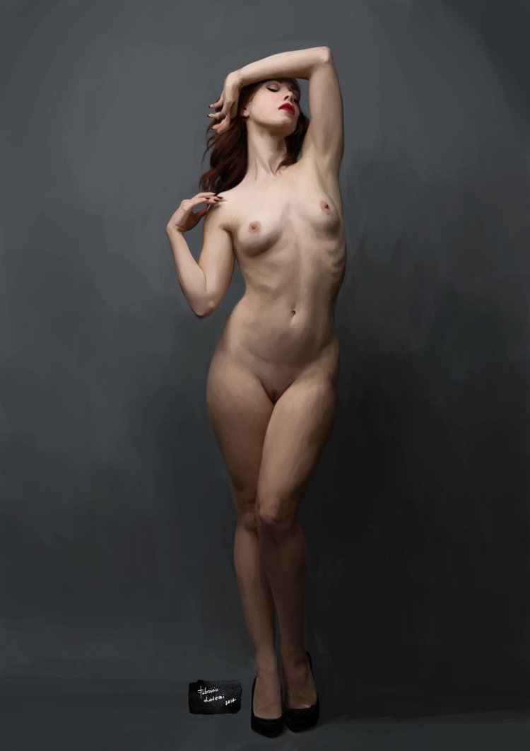 Feminine figure is naked