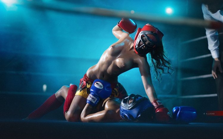 Erotic girls in the ring box