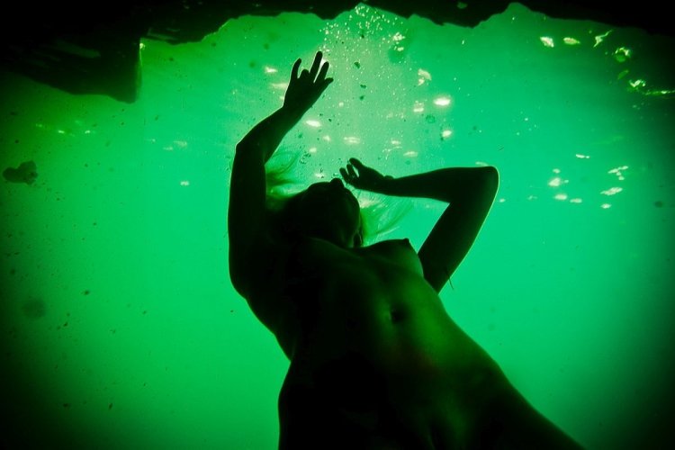 Under water without panties