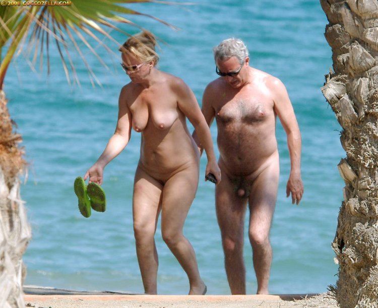 Elderly nudists in the country