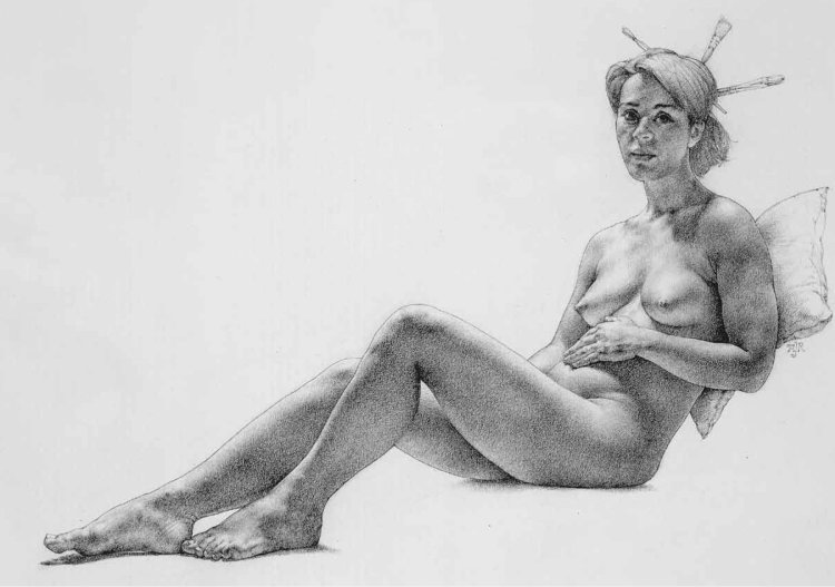 The drawings with a pencil are naked