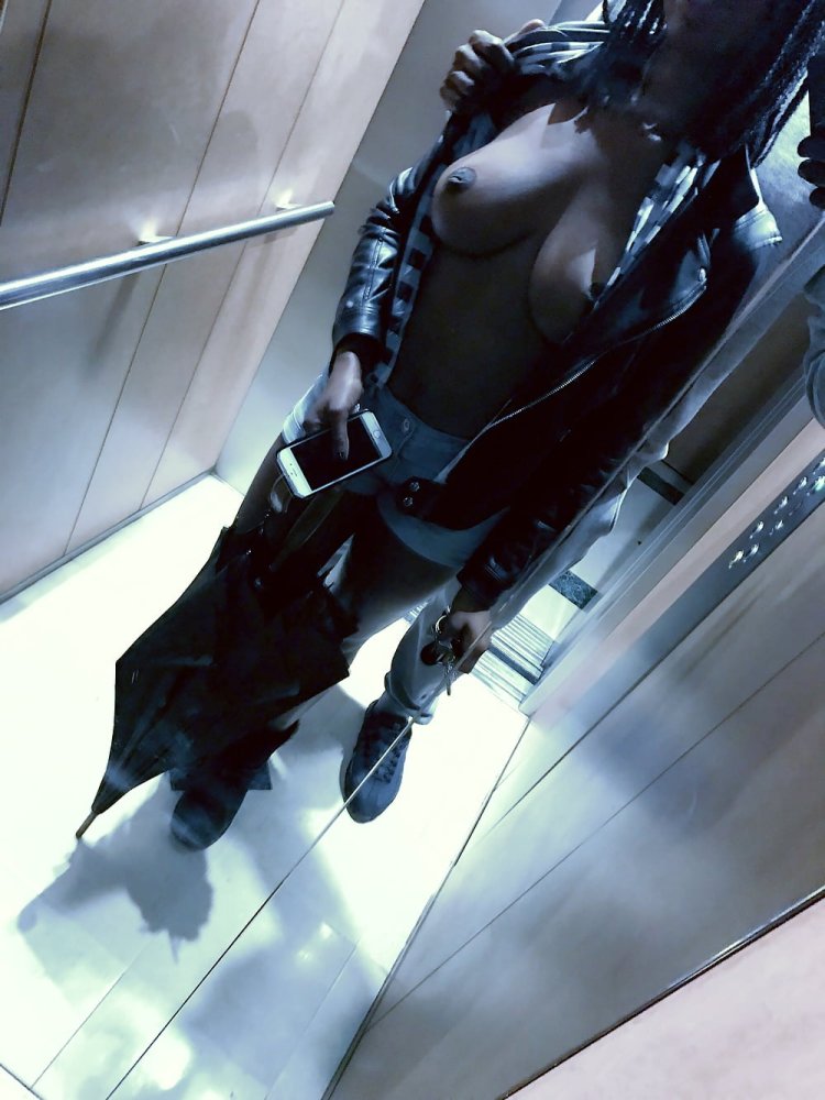 Naked girls in the elevator