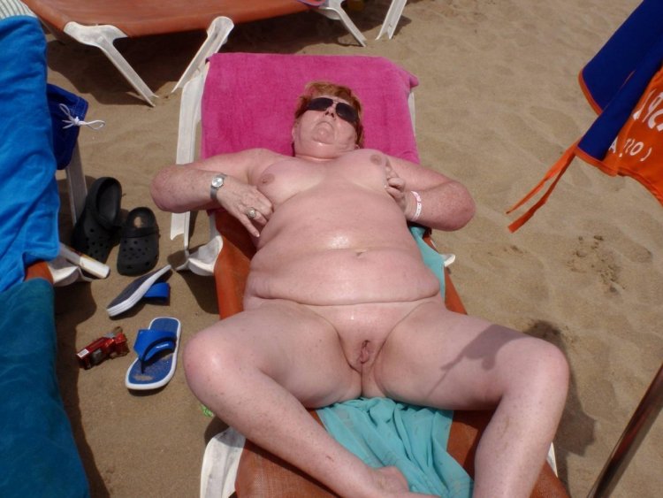 Naked thick old grandmothers on the beach
