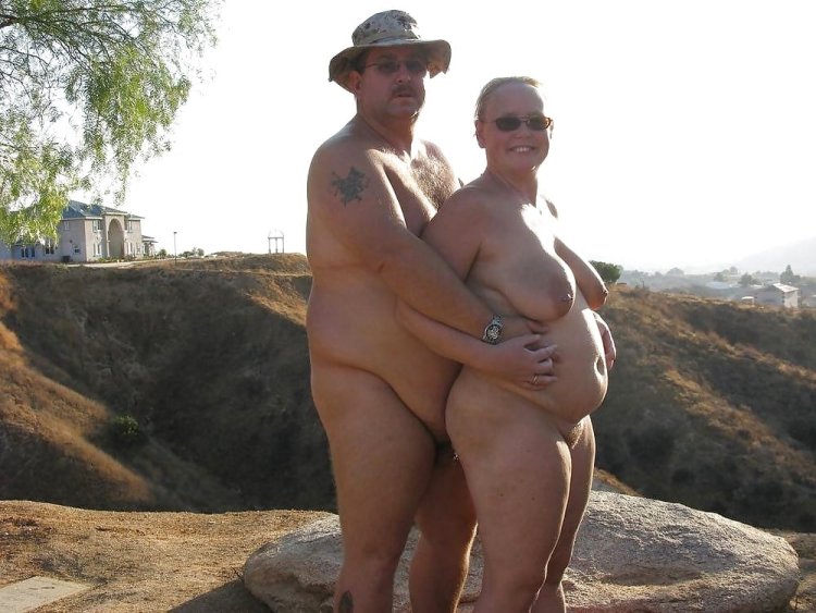 Old thick women on the beach