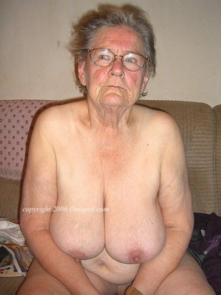Tits of an old woman without a face