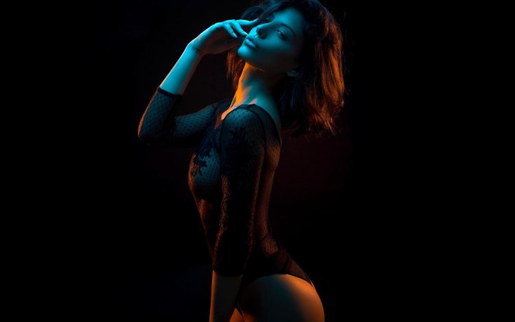 Girl on a dark background