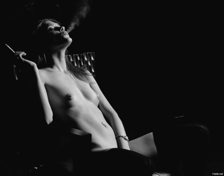 Beautiful naked smoking