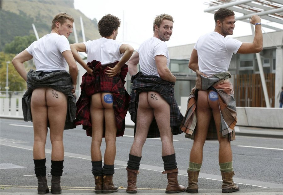 Naked in Scottish skirts