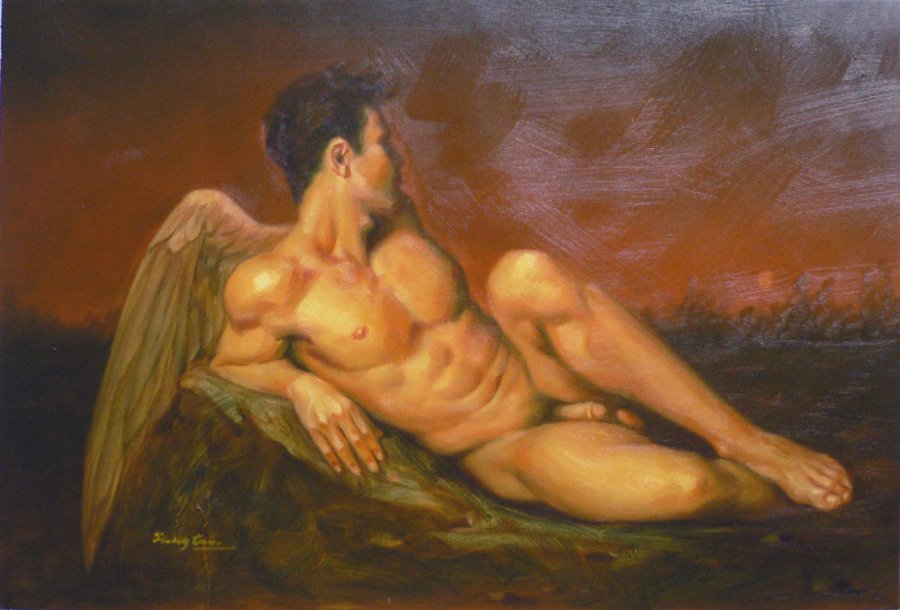Completely naked male angels