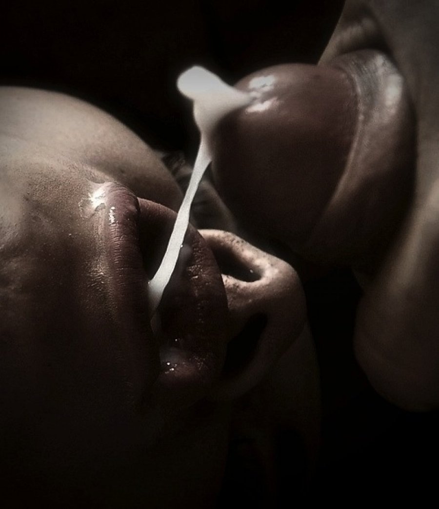 Cum in mouth black and white