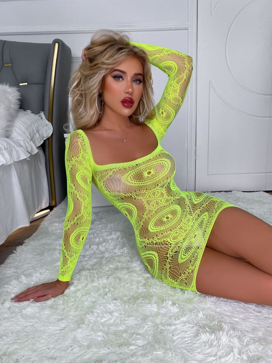 Mini dresses with large mesh